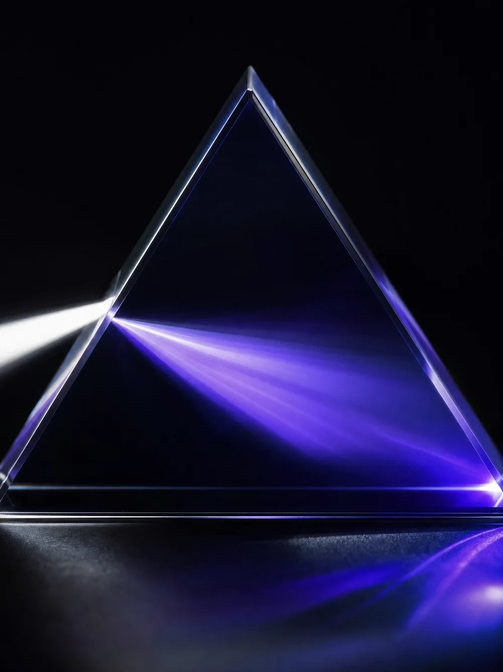 Light refracting inside a glass prism